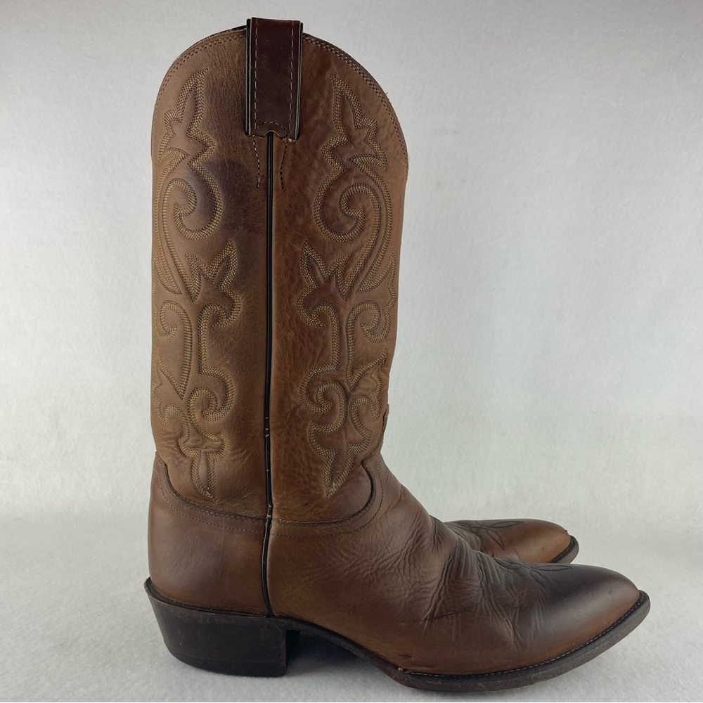 Justin Western Boots Men’s 10D Brown Leather Round Toe Bay Apache Cowboy